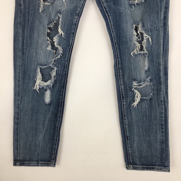 Ween Charm Men’s Distressed Jeans Ripped Blue Denim Size 34 Straight Leg - Picture 4 of 12